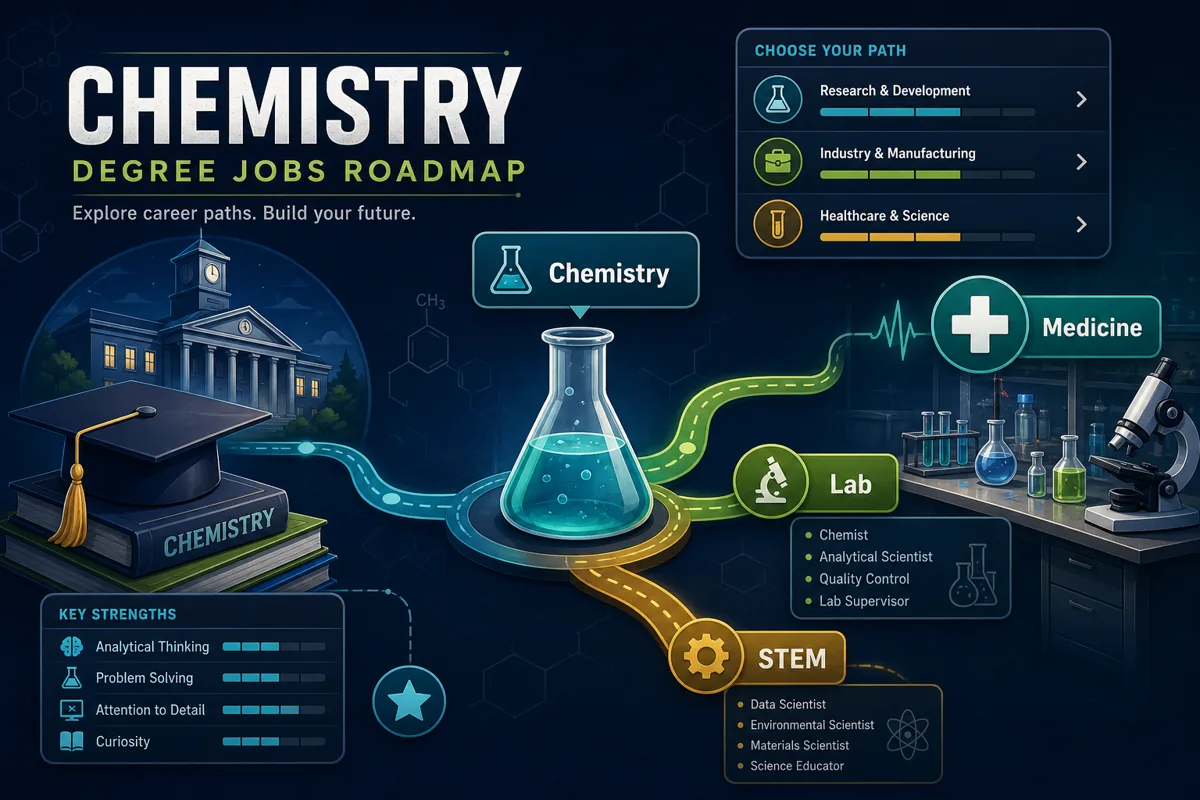 BitLife chemistry degree roadmap showing university, lab jobs, medical school, and science career choices