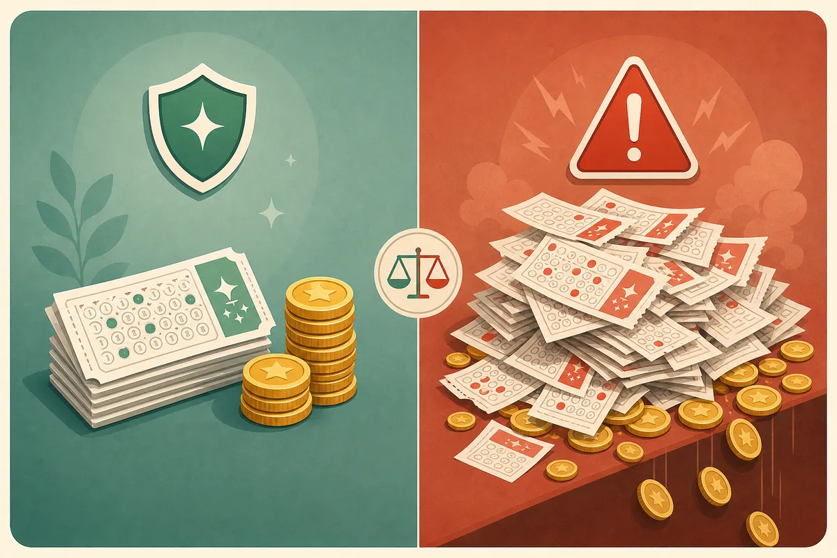 BitLife lottery bankroll comparison showing controlled attempts versus risky repeated spending