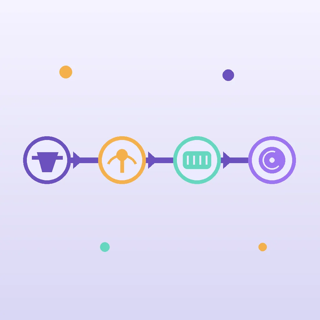 Illustrated four-step path from character preparation to music production and a finished release